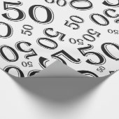 50e geboortecijfer Patroon zwart-wit (L) Cadeaupapier (Hoek)