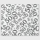 50e geboortecijfer Patroon zwart-wit (L) Cadeaupapier (Vlak)