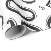 50e geboortecijfer Patroon zwart-wit (L) Cadeaupapier (Rol Hoek)