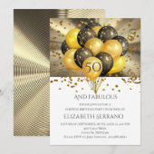 50e geboortedag ballonnen Glitter | Verrassendag Kaart (Voorkant / Achterkant)