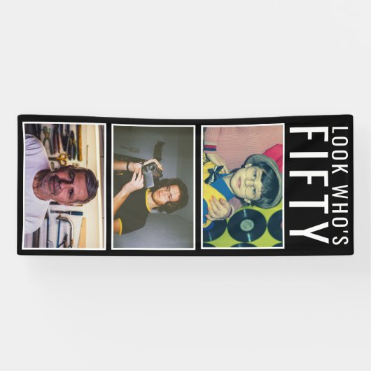 50e geboortedag foto-banner spandoek (Horizontaal)