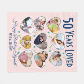 50e geboortedag Hart Foto Collage Fleece Deken (Voorkant (Horizontaal))