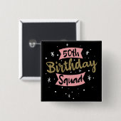 50e geboortedag vierkante button 5,1 cm (Voorkant /achterkant)
