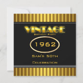 50e gele goudzwarte feestdag kaart (Voorkant)