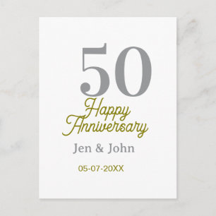 50e gelukkig jubileum naam datum zilver goud datum briefkaart