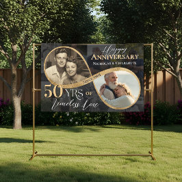 50e gelukkig jubileum Toen en Nu Gouden Oneindighe Spandoek