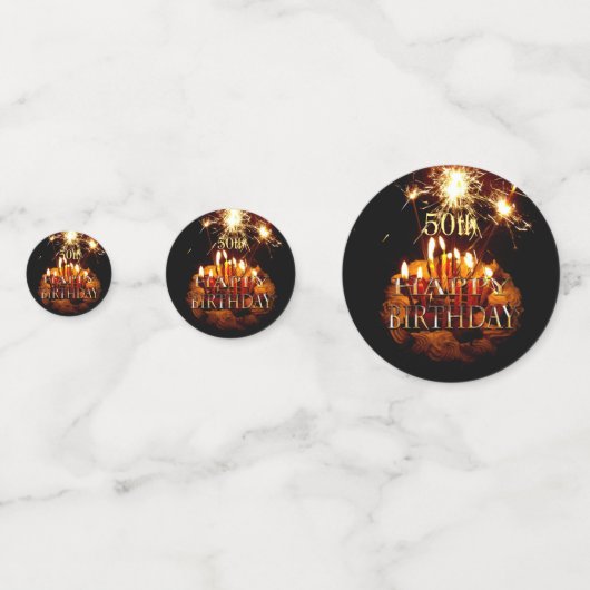 50e gelukkige verjaardag met een kook en een spuug confetti (Achterkanten)