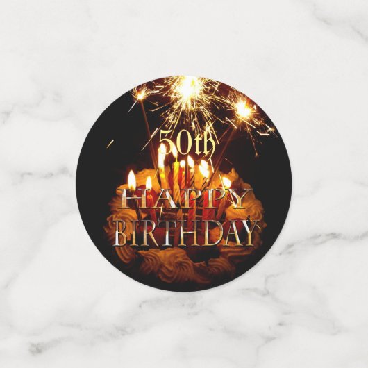 50e gelukkige verjaardag met een kook en een spuug confetti (Kleine voorkant)