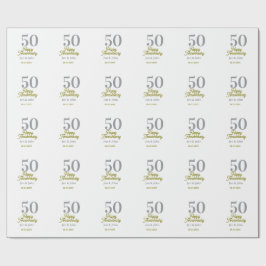 50e gelukkige verjaardag naam datum zilver goud da cadeaupapier