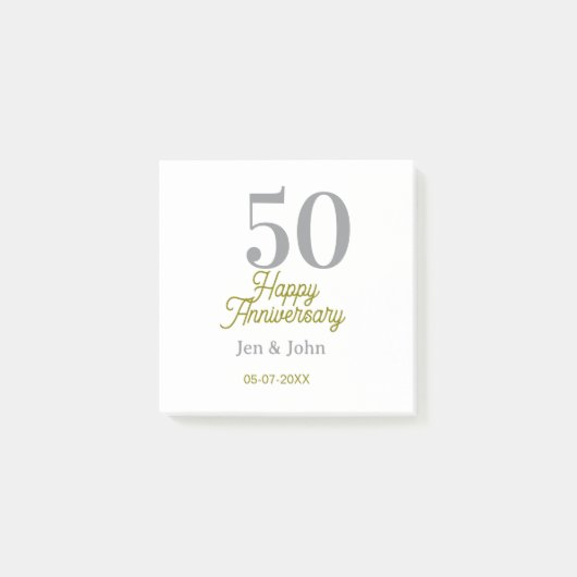 50e gelukkige verjaardag naam datum zilver goud da post-it® notes (Voorkant)