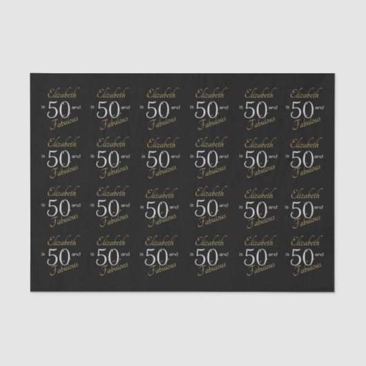 50e gepersonaliseerde 50e Fabulous Black Gold  Tissuepapier (Voorkant)