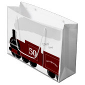 50e gepersonaliseerde verjaardag van de stoomtrein groot cadeauzakje (Voorkant Gekanteld)