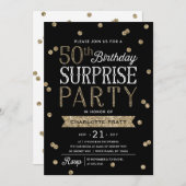50e Glitter Confetti Surprise Party Invitation Kaart (Voorkant / Achterkant)