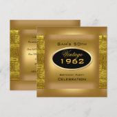  50e Gold Black Birthday Party Elegant Kaart (Voorkant / Achterkant)