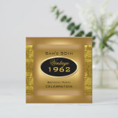  50e Gold Black Birthday Party Elegant Kaart (Staand voorkant)