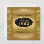  50e Gold Black Birthday Party Elegant Kaart (Voorkant)