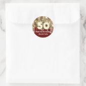 50e GOLD Burgundy BALLONS Bedankt voor je komst Ronde Sticker (Tas)