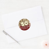 50e GOLD Burgundy BALLONS Bedankt voor je komst Ronde Sticker (Envelop)