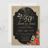 50e Gold Confetti Glitter Jubileum Kaart (Voorkant)