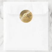 50e Gold Damask Wedding Jubileum Ronde Sticker (Tas)