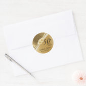 50e Gold Damask Wedding Jubileum Ronde Sticker (Envelop)