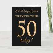 50e Gold-effect op Black, opa Birthday Kaart (Voorkant)