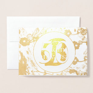 50e Gold Foil Wedding Bloemen Blank Kaart