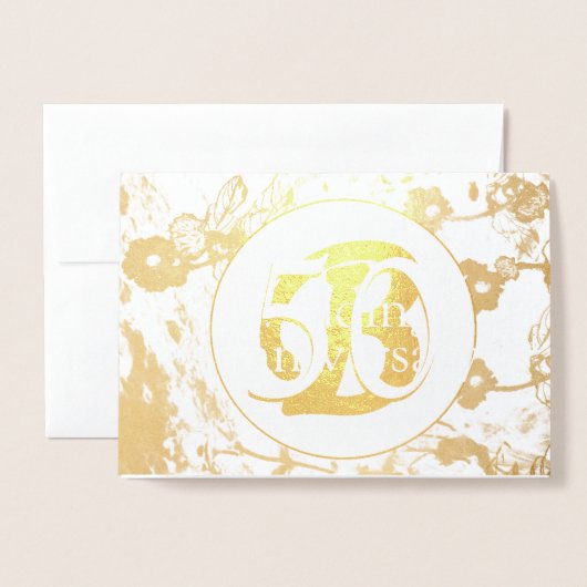 50e Gold Foil Wedding Bloemen Blank Kaart (Voorkant met envelop)