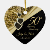 50e Gold Glitter-Jubileum - Aangepast Keramisch Ornament (Voorkant)