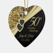 50e Gold Glitter-Jubileum - Aangepast Keramisch Ornament (Links)