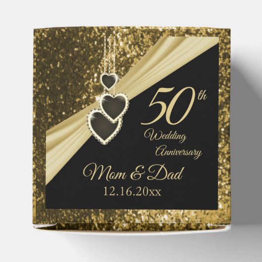 50e Gold Glitter-Jubileum Bedankdoosjes (Bovenkant)