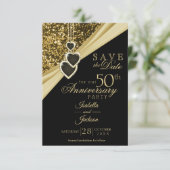 50e Gold Glitter-Jubileum - Bewaar de datum Save The Date (Staand voorkant)