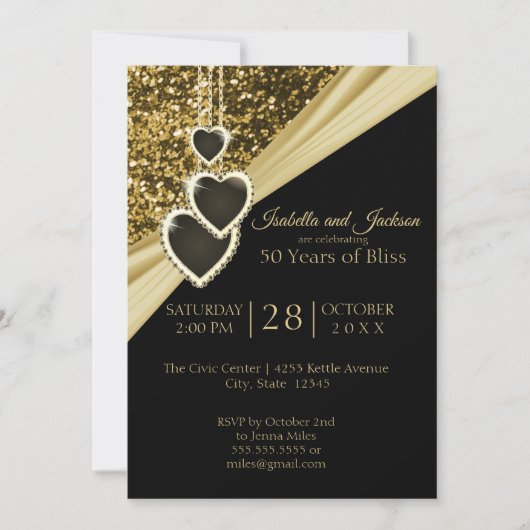 50e Gold Glitter-Jubileum Kaart (Voorkant)