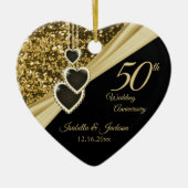 50e Gold Glitter-Jubileum Keramisch Ornament (Voorkant)
