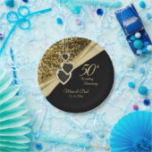 50e Gold Glitter-Jubileum Papieren Bordje (Feest)