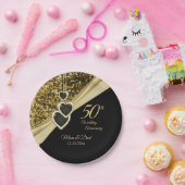 50e Gold Glitter-Jubileum Papieren Bordje (Feest)