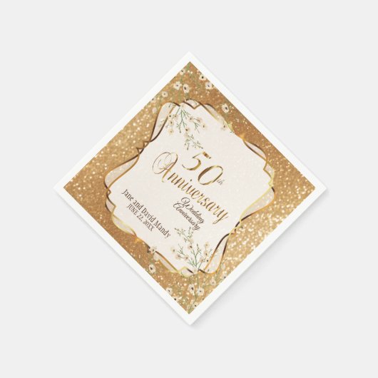 50e Gold Glitter-Jubileum Servet (Hoek)