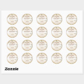 50e Gold Glitter Lijst Floral Wedding Jubileum Ronde Sticker (Vel)