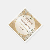 50e Gold Glitter Lijst Floral Wedding Jubileum Servet (Hoek)