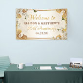 50e Gold Glitter Lijst Floral Wedding Jubileum Spandoek (Beurs)
