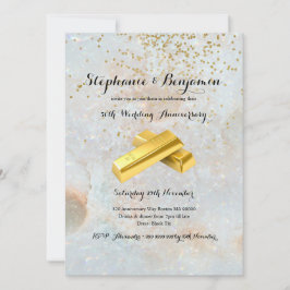 50e Gold Glitter Wedding Jubileum Elegant Chic Kaart