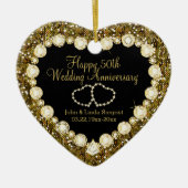 50e Gold Glitter Wedding Jubileum Keramisch Ornament (Voorkant)