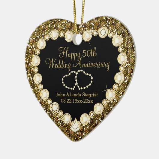 50e Gold Glitter Wedding Jubileum Keramisch Ornament (Links)