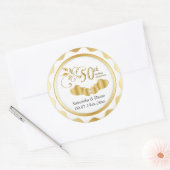 50e Gold Heart Wedding Jubileum | DIY-tekst Ronde Sticker (Envelop)