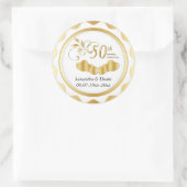 50e Gold Heart Wedding Jubileum | DIY-tekst Ronde Sticker (Tas)