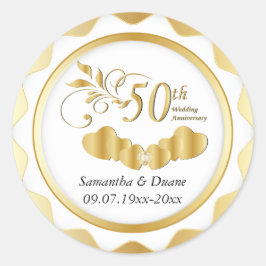 50e Gold Heart Wedding Jubileum | DIY-tekst Ronde Sticker