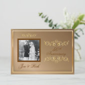 50e, Gold Jubileum, Gold Swirls Foto Kaart (Staand voorkant)