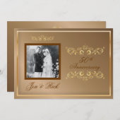 50e, Gold Jubileum, Gold Swirls Foto Kaart (Voorkant / Achterkant)