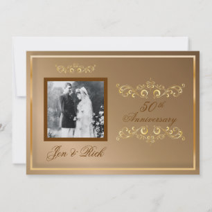 50e, Gold Jubileum, Gold Swirls Foto Kaart