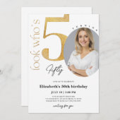 50e Gold-uitnodiging met foto Kaart (Voorkant / Achterkant)